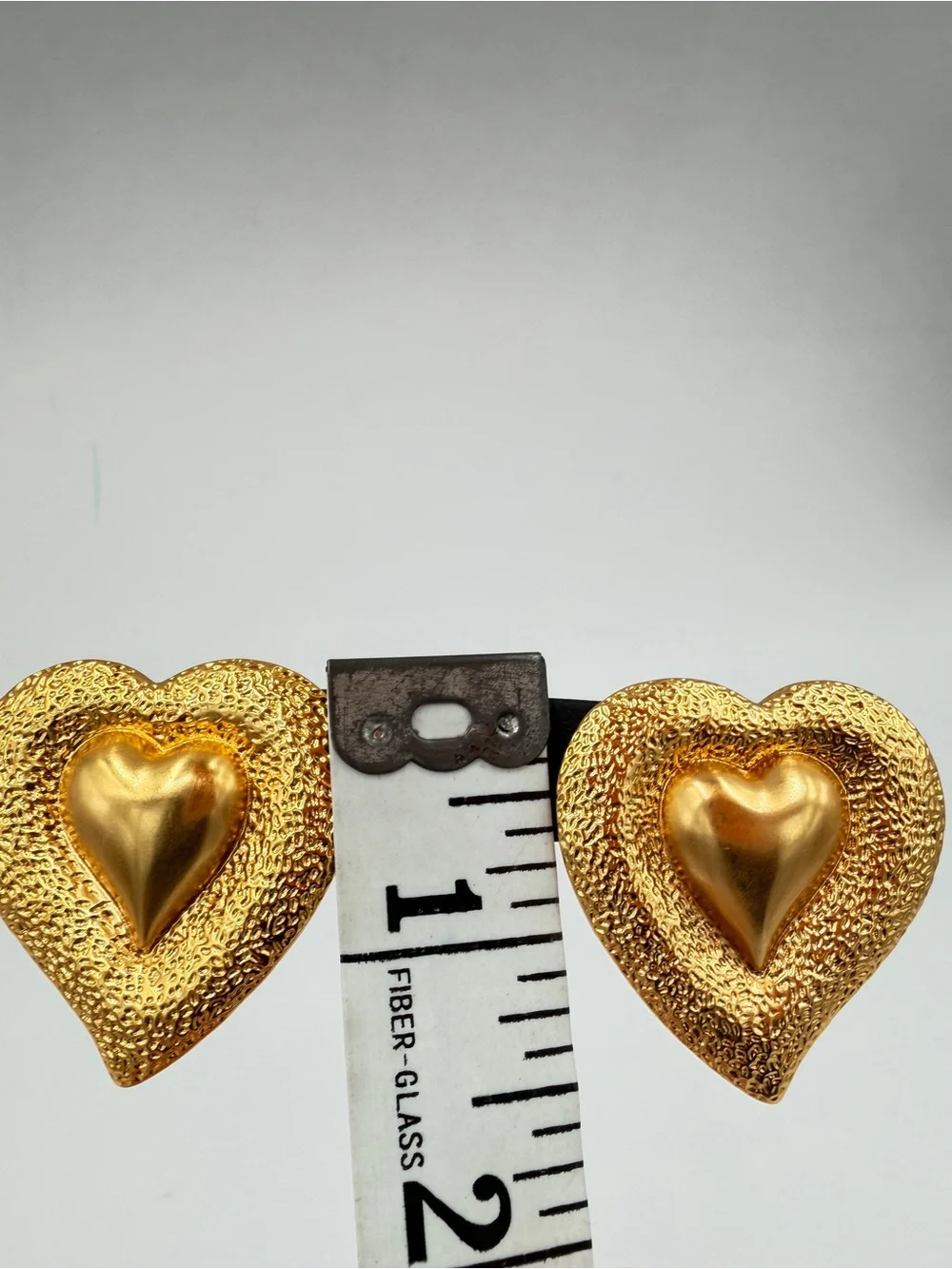 Vintage YVES SAINT LAURENT YSL Textured Heart Pierced Earrings - Picture 7 of 8
